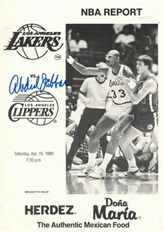 Kareem Abdul-Jabbar Signed 1989 NBA Report: Los Angeles Lakers vs. Los Angeles Clippers (Abdul-Jabbar LOA)